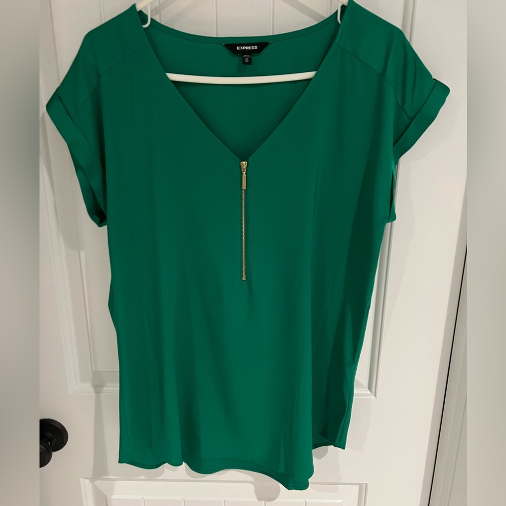 Express silky blouse size M green